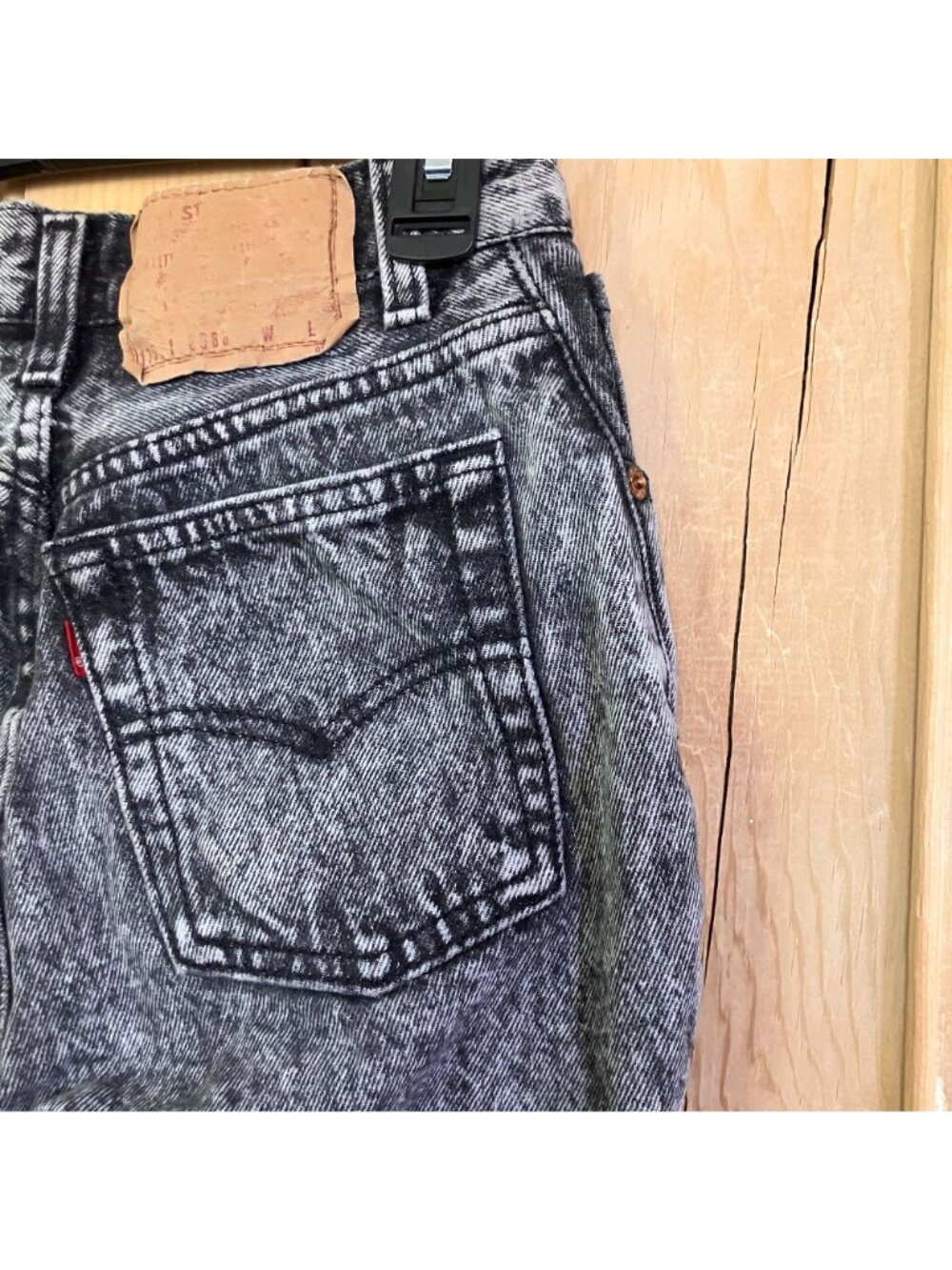 Levi's 544 Jeans Vintage 90s Acid Wash Jeans Size Juniors 3 XXS Black AN EXC. - Picture 10 of 12